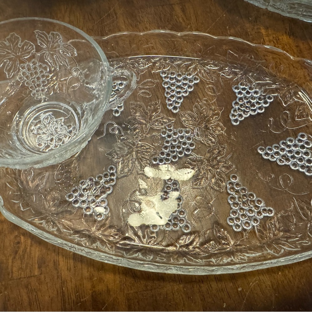 Anchor Hocking Clear Glass Grape Design Serving Sets - 20 sets available